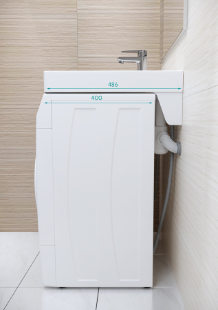 Раковина из искусственного камня Paulmark BERG PM710431 60х50 над стиральной машиной цвет белый 1 отверстие под смеситель